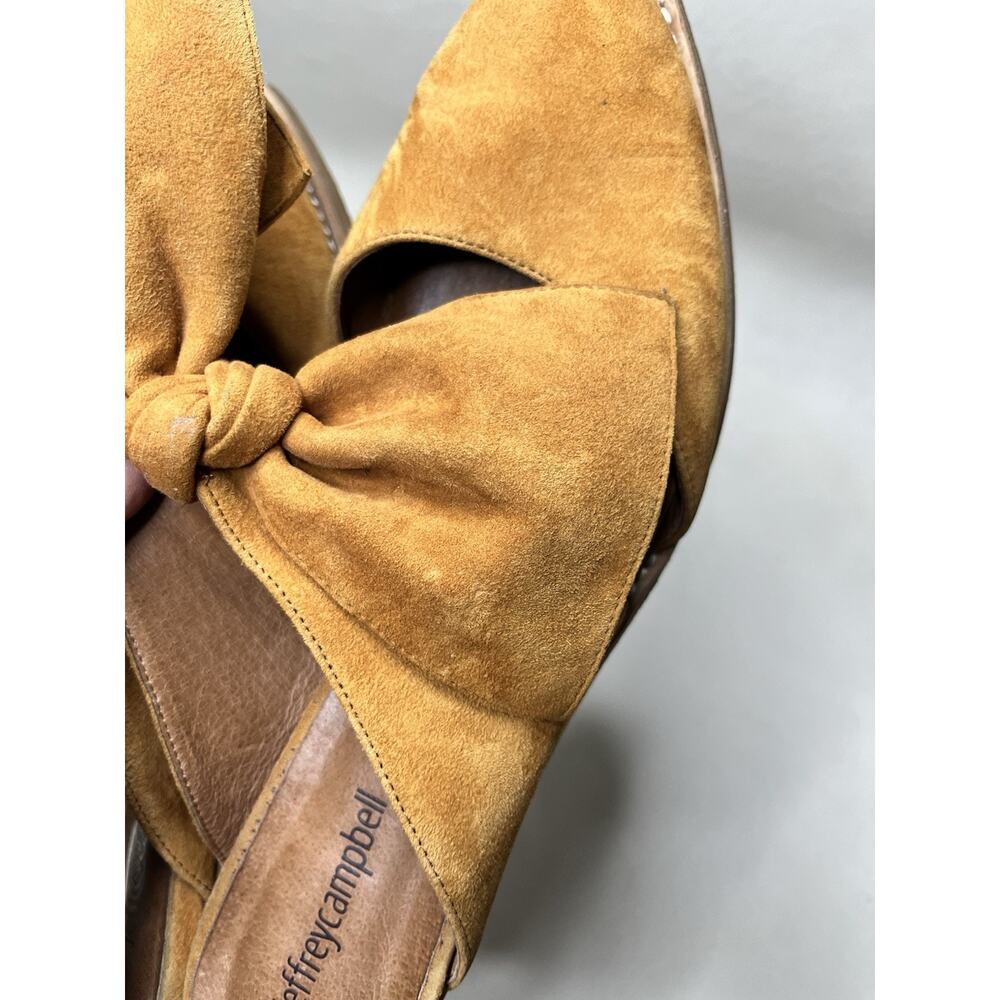 Jeffrey Campbell Cyrus Suede Bow Top Mules Size 9 Mustard Yellow - Picture 12 of 15
